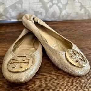 Tory Burch Metallic Gold Flats